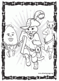 Puss in Boots, Humpty Dumpty and Kitty Softpaws coloring page