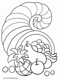 A Thanksgiving cornucopia coloring page