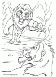 Simba fights against Scar coloring page