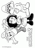 Vexy, Hackus and Brainy Smurf coloring page