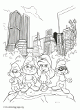 Smurfs in New York coloring page