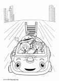 Milli, Geo, Bot and Umi Car coloring page