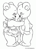 Couple of teddy bears in love coloring page