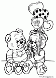A couple of teddy bears on Valentine's Day coloring page