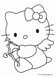 Hello Kitty as a cupid coloring page