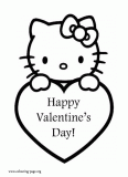 Hello Kitty and a Valentine's Heart coloring page