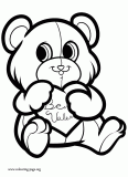 A cute Love Bear coloring page