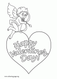 A nice cupid with a Valentine's Day heart coloring page