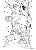 Fix-It Felix Jr, King Candy, Wreck-It Ralph and Vanellope von Schweetz coloring page
