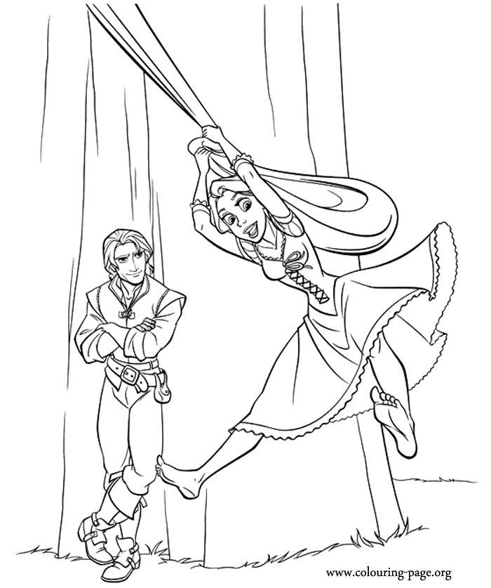 Rapunzel and Flynn Rider coloring page