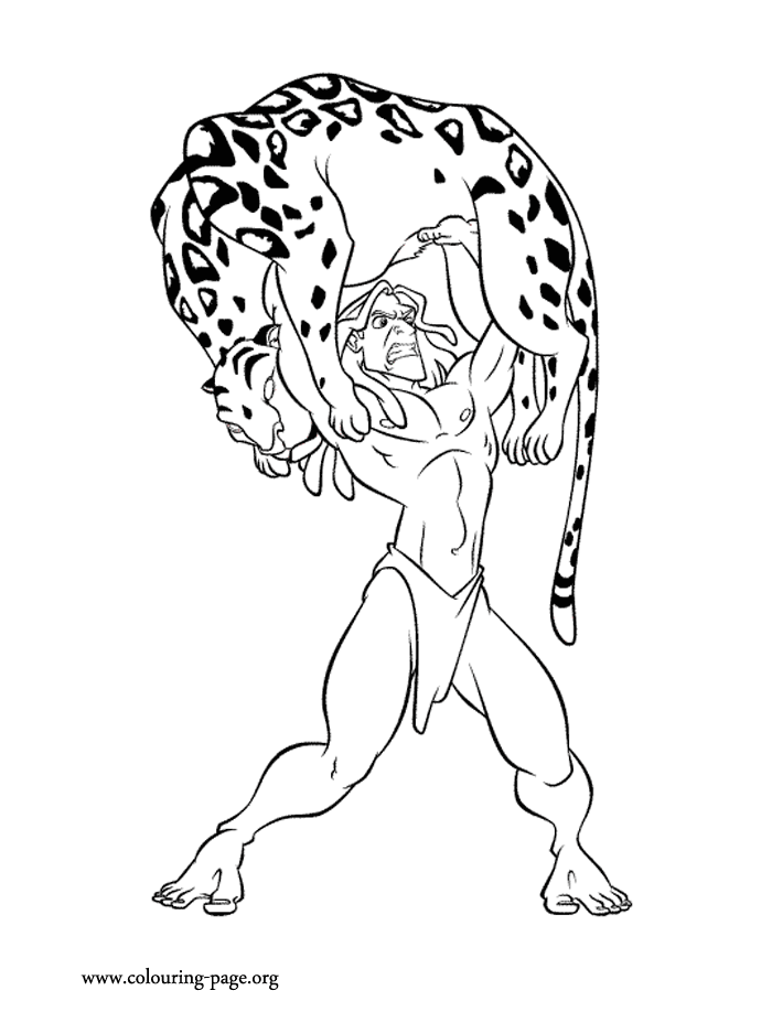 Tarzan and Sabor coloring page