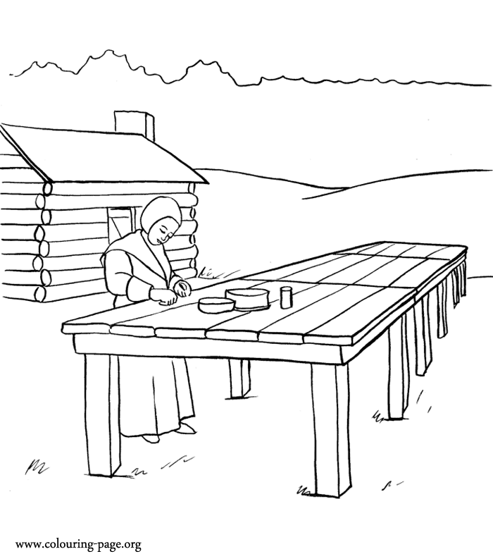Big tables for the Thanksgiving party coloring page