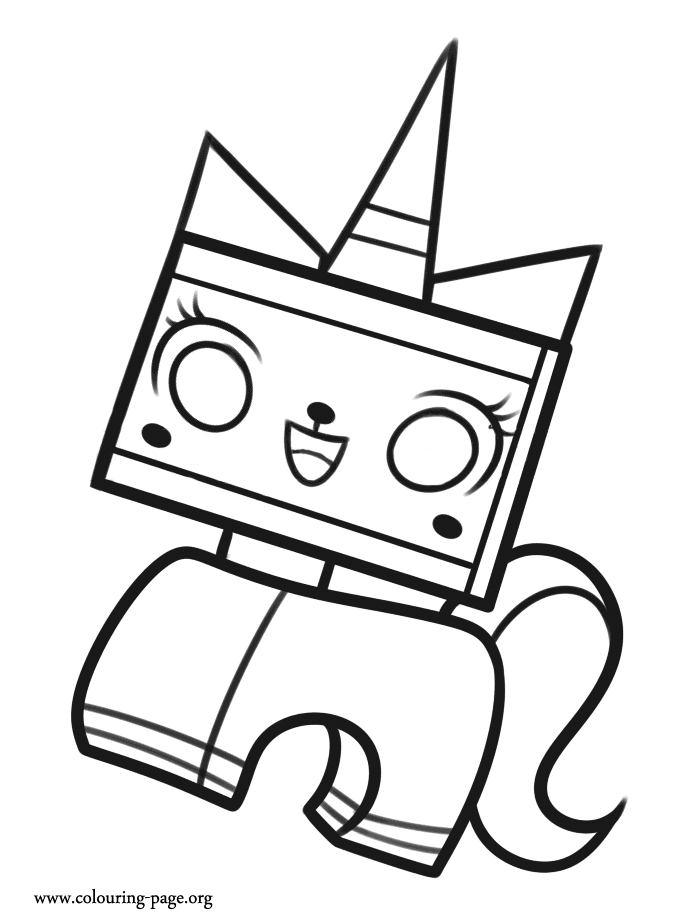 Unikitty, a unicorn coloring page