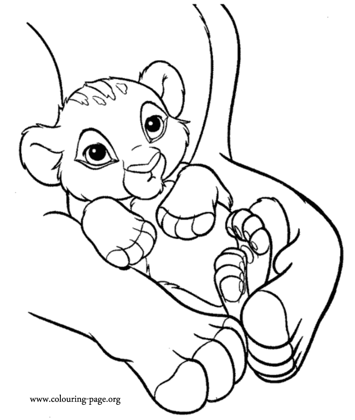 Simba in his mother's arms coloring page