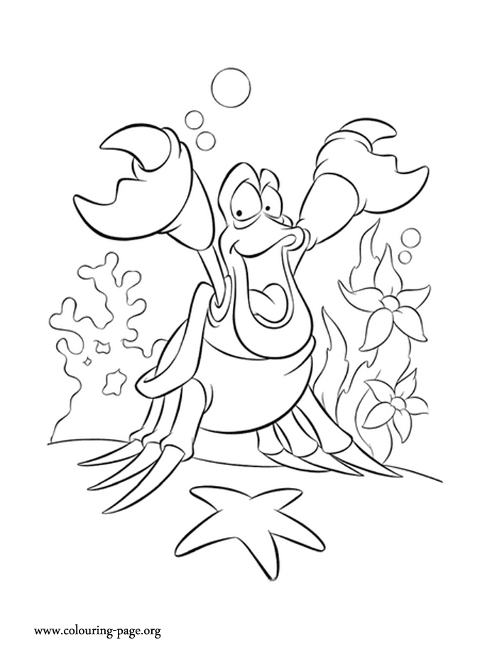 Sebastian, the crab coloring page