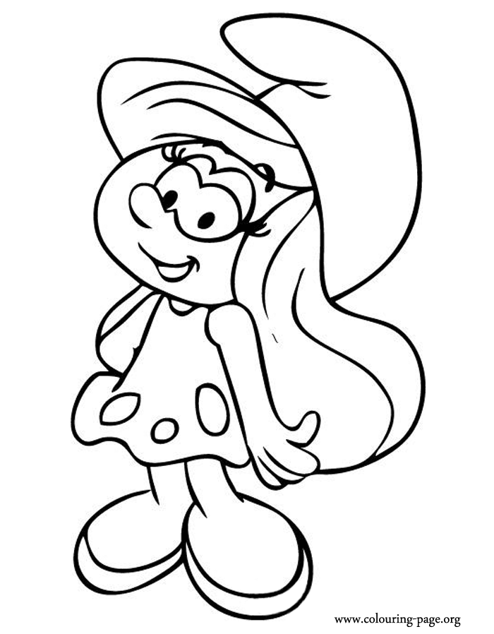 Smurfette, a pretty female Smurf coloring page
