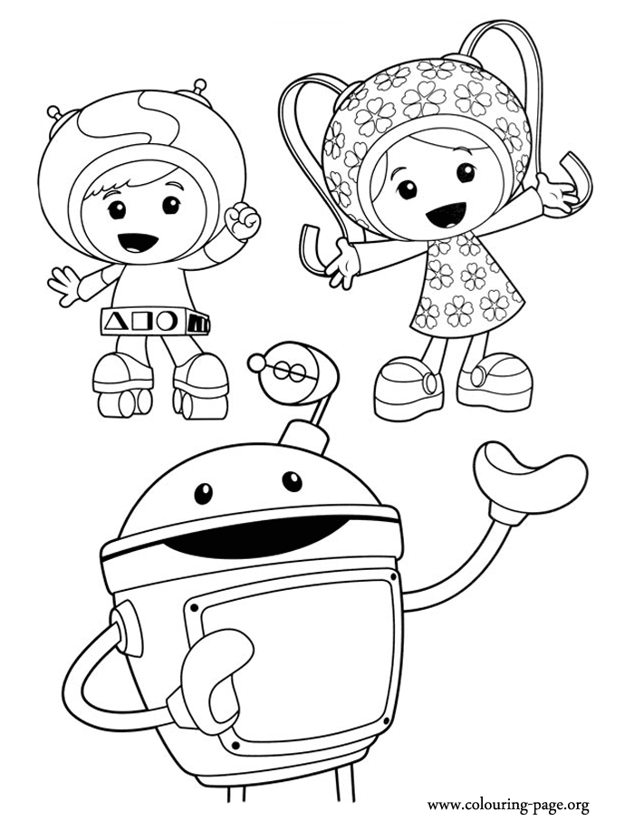 Team Umizoomi - Geo, Milli and Bot coloring page