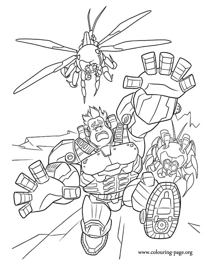 Ralph fighting in Hero's Duty coloring page