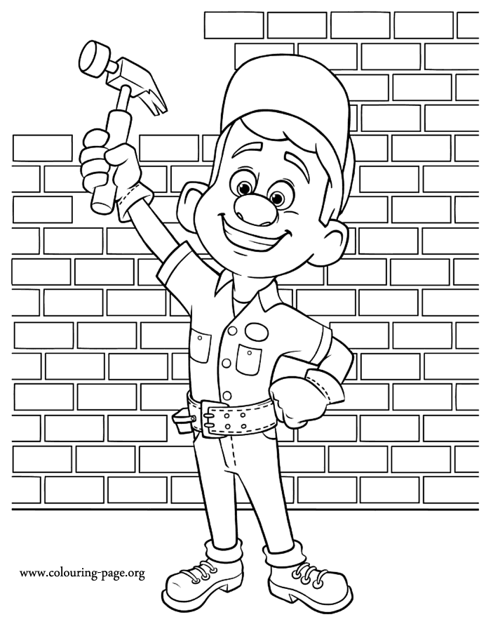 Felix with his magic hammer coloring sheet