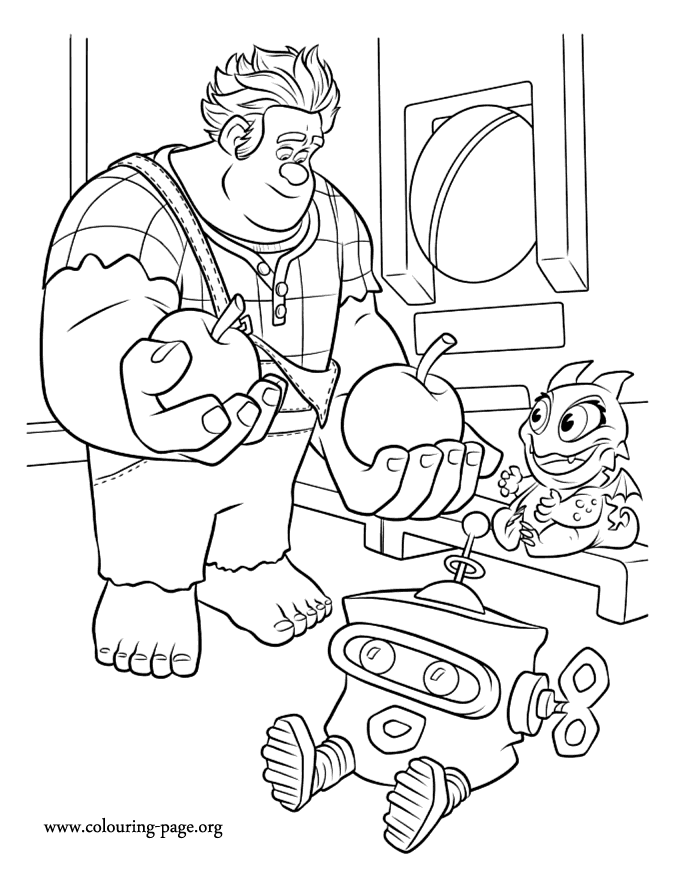 Ralph with his friends coloring page