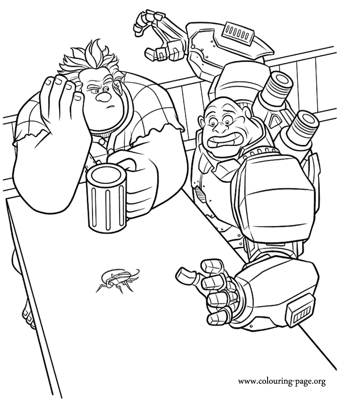 Ralph with a soldier from the Hero's Duty coloring page