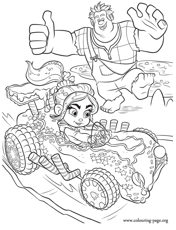Wreck-It Ralph cheering for Vanellope coloring page