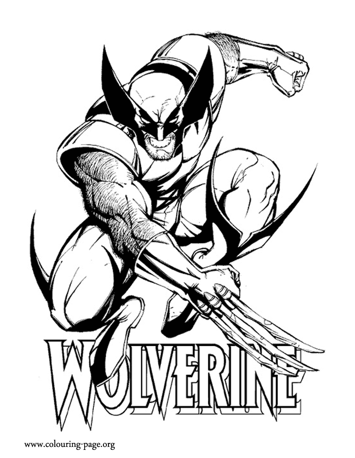 Wolverine with his adamantium claws coloring page